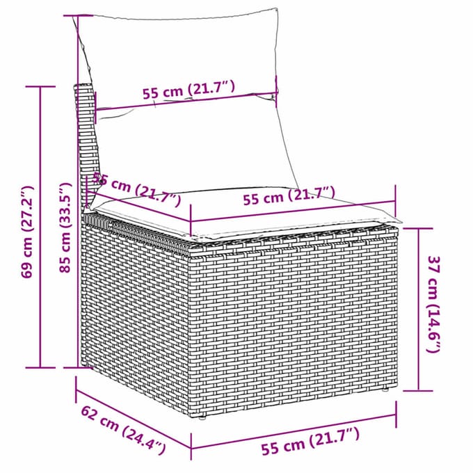 vidaXL - 13-delige - Loungeset - met - kussens - poly - rattan - beige