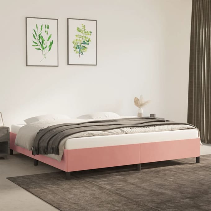 vidaXL - Bedframe - zonder - matras - 200x200 - cm - fluweel - roze