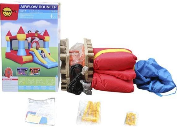 Happy Hop springkussen Springkasteel met glijbaan - Springkussen met Glijbaan - Springkussen voor kinderen - Springkussen met blazer