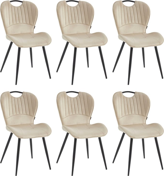 Colenis® - Alico Eetkamerstoel - Set Van 6 - Beige - Velvet - Design