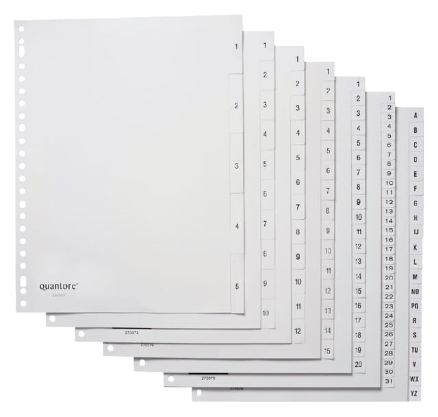 Quantore - Tabbladen - 23-gaats - 1-5 genummerd - Wit - PP