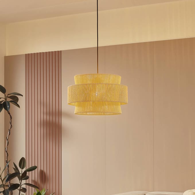 Lindby - hanglamp - 1licht - Papier - H: 28 cm - E27 - naturel, beige