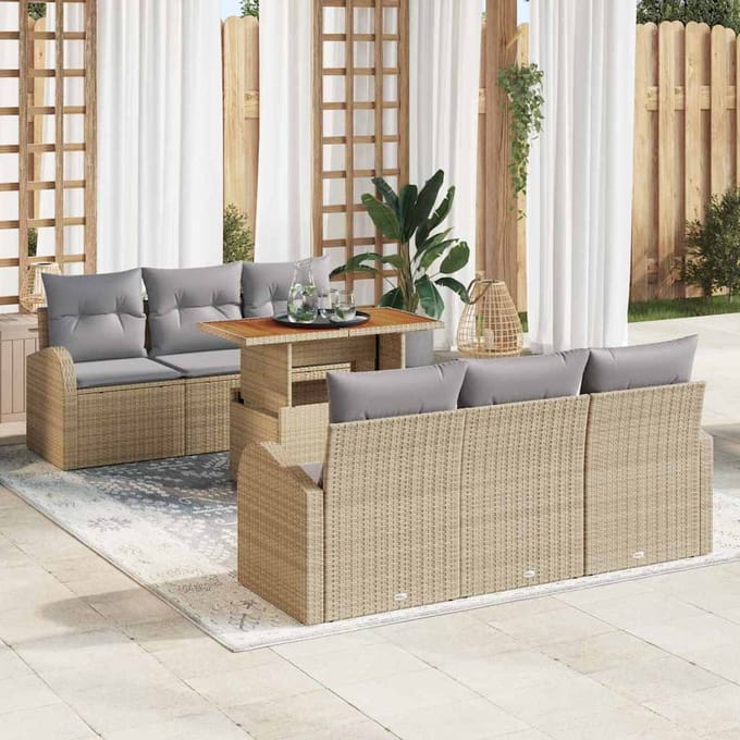 vidaXL - Tuinbank - Set - 7 - st - Beige - en - Lichtgrijs - 100 - x - 55 - x - 73 - cm
