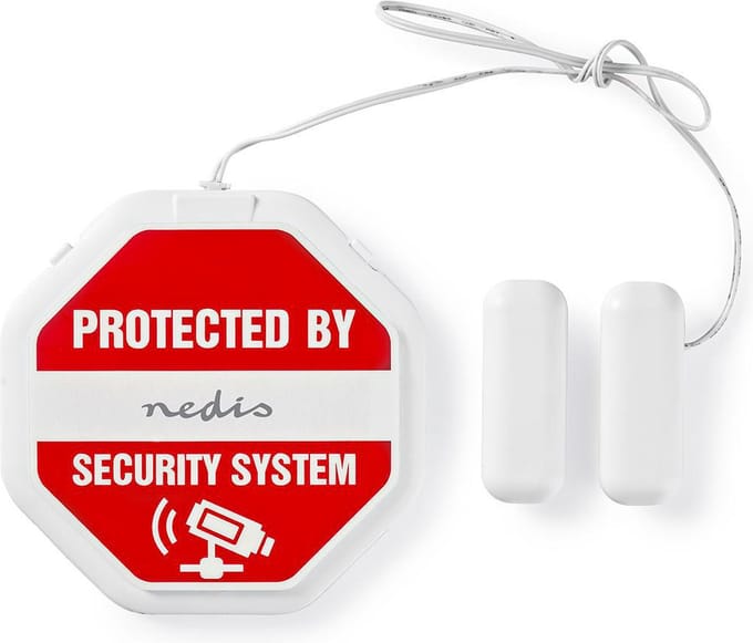 Nedis Deur- en raamalarm met sirene - Glasbreuksensor / Magnetische sensor - Batterij Gevoed - 2x CR2032 - 85 dB - Wit