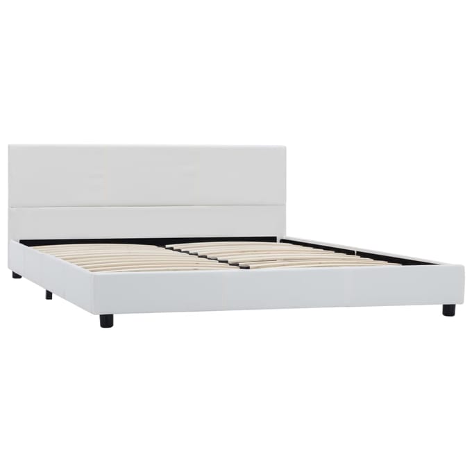 vidaXL - Bedframe - kunstleer - wit - 140x200 - cm