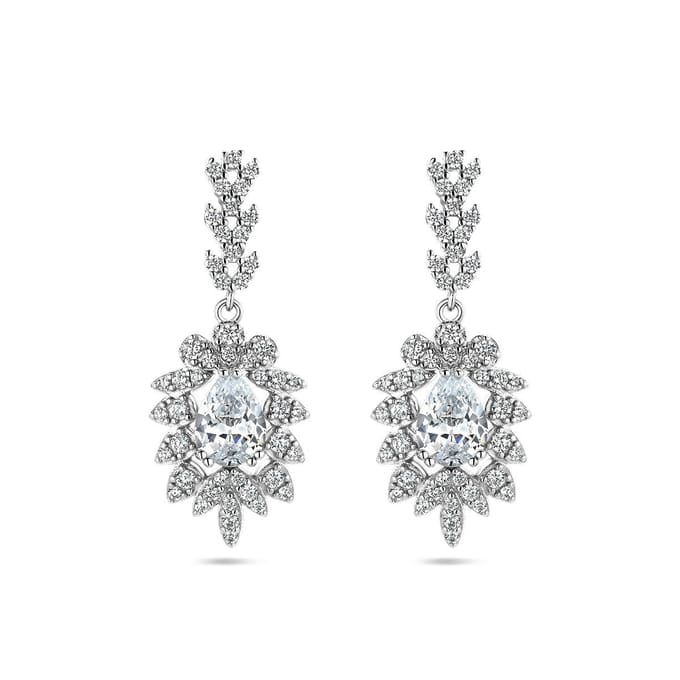 Zilver Gerhodineerd Oorhangers Zirkonia 1337674