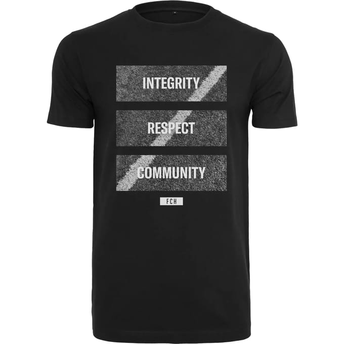 Merchcode - Footballs Coming Home Integrity, Respect, Community Heren Tshirt - L - Zwart