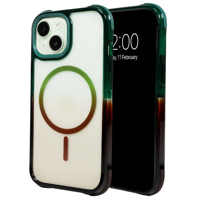 Selencia Hoesje - Geschikt voor Apple iPhone 15 - Gradient Backcover - Groen / Bruin