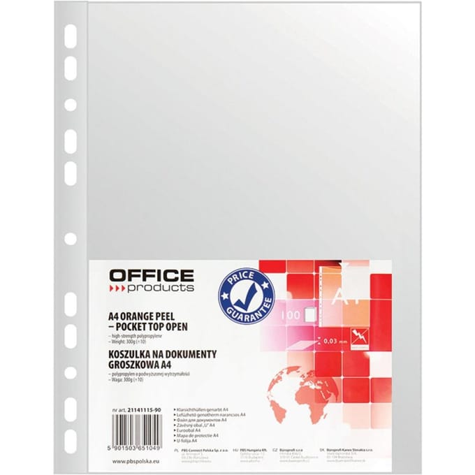 OFFICE products geperforeerde showtas | A4 | 30 micron | gekorreld | pak van 100 stuks