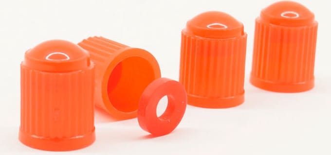 Schrader (auto) ventiel - Rood kunststof met rubberen ring ventieldoppen