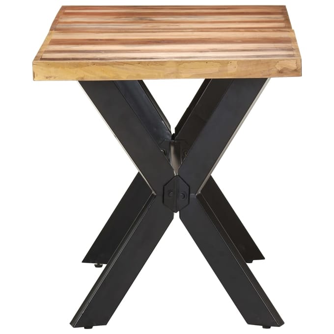vidaXL - Eettafel - 140x70x75 - cm - massief - hout - met - honingkleurige - afwerking