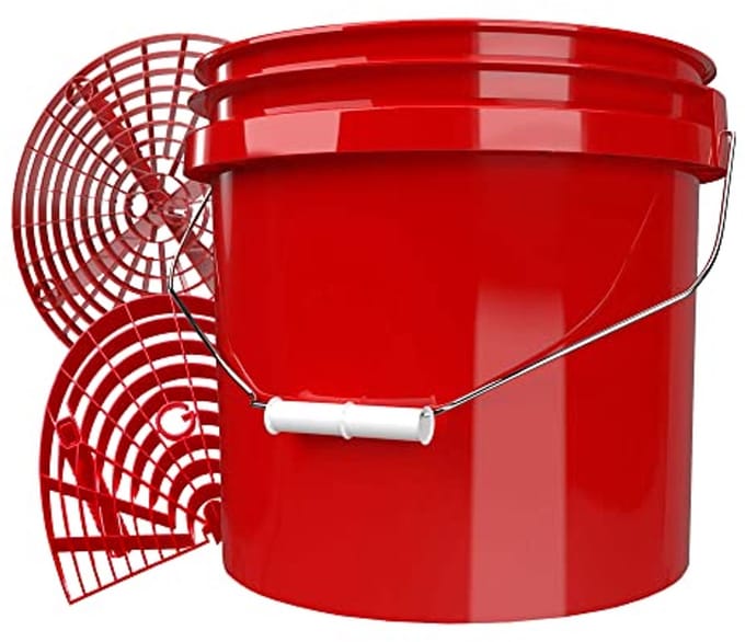 Rode emmer set met vuilinzet en wasbord, 19 liter