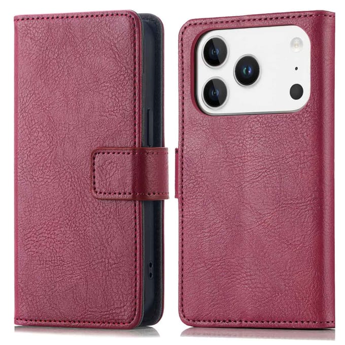 imoshion Hoesje - Geschikt voor Apple iPhone 17 Pro - Luxe Bookcase - Bordeaux