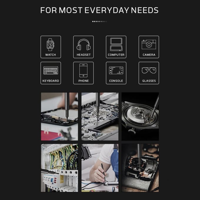 Kit de tournevis magnétiques multi-usages 24 pièces avec poignée amovible pour imprimante 3D mobile noir