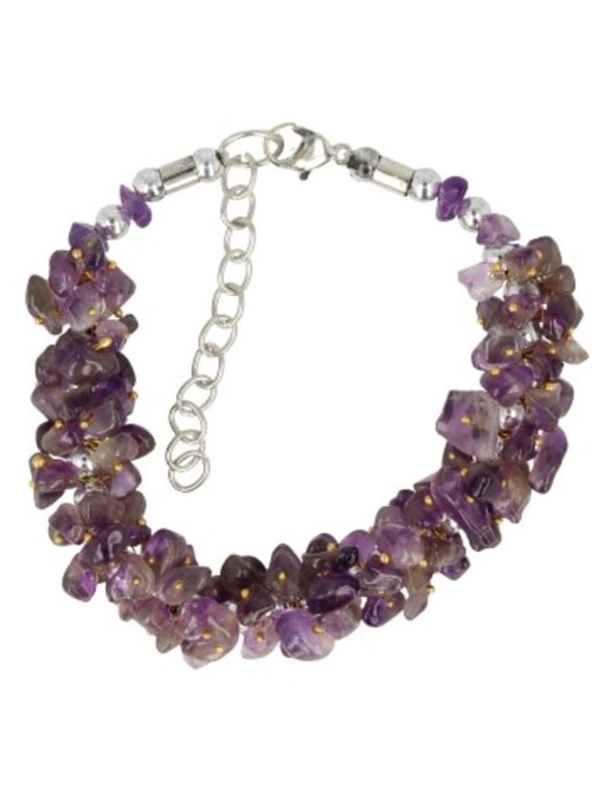 Amethist splitarmband cluster met sluiting