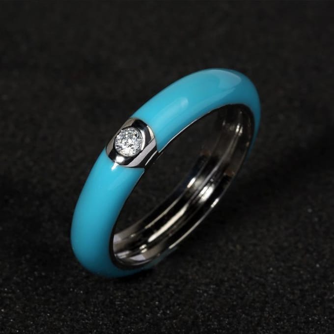 Creatieve Ring voor Dames Europees en Amerikaans Retro Gekleurde Emaille Ring Verguld Minimalistisch No. 10 blue
