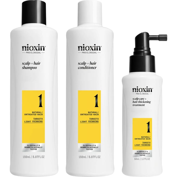 Nioxin System 1 – Trial Kit - voor Natuurlijk Haar - Anti Haaruitval - Dunner Wordend Haar – 150+150+50ml