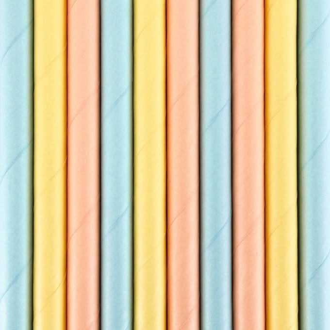 Partydeco Drinkrietjes - papier - 50x - multi kleuren pastel - 19,5 cm - rietjes
