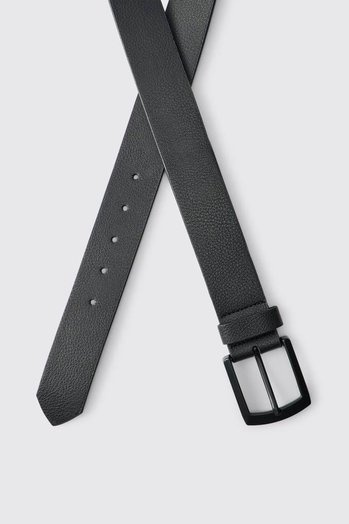Getextureerde PU Riem in Zwart | Black | Size Medium