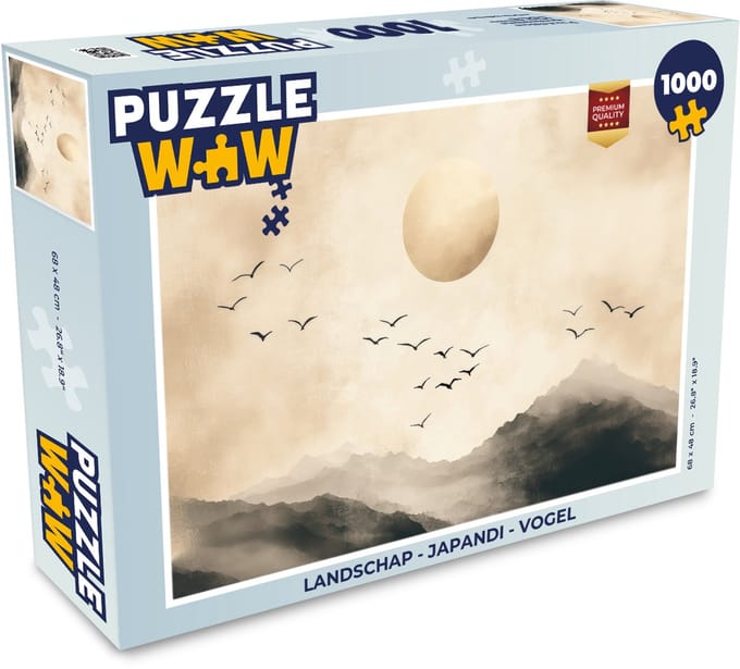 Puzzel Landschap - Japandi - vogel - Legpuzzel - Puzzel 1000 stukjes volwassenen