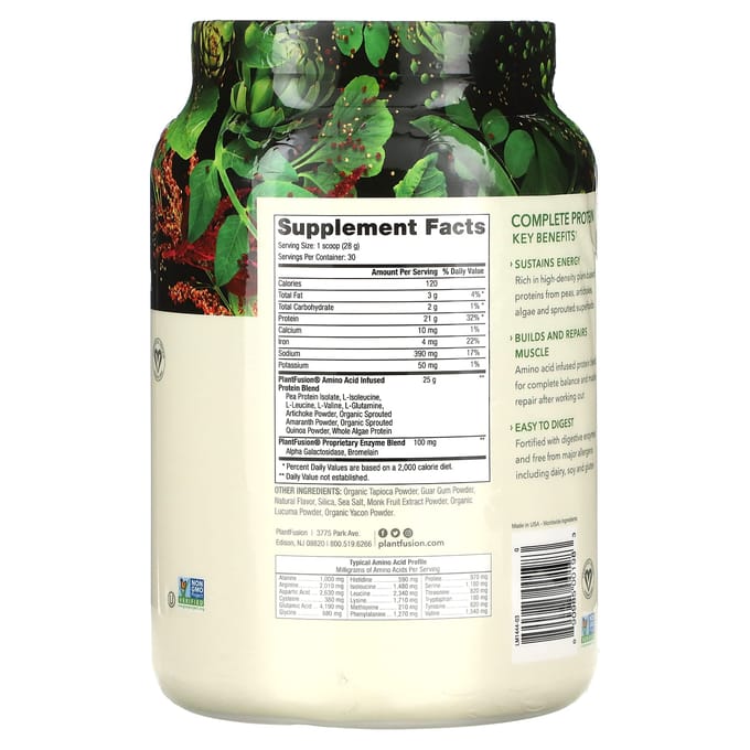 PlantFusion, complete proteïne, natuurlijke ingrediënten, 1,85 lb (840 g)