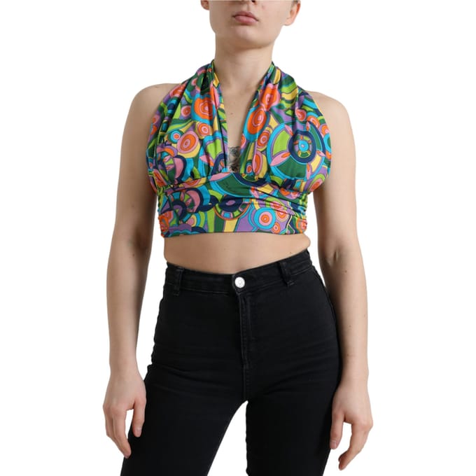 Halterneck Crop Top met Abstracte Print