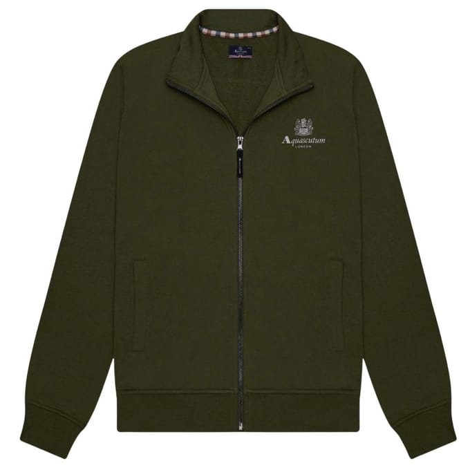Aquascutum Heren Klein Logo Mock Neck Actief Fleecejack (Leger Groen)