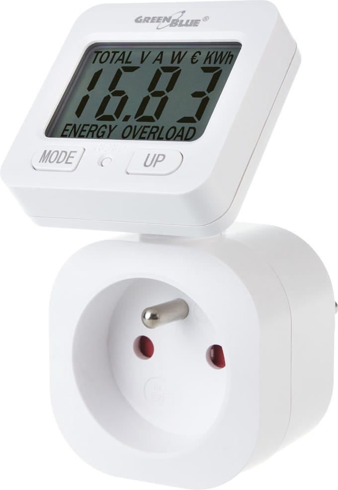 GreenBlue GB615 E - Energiemeter - wattmeter - Verbruiksmeter - 16A - max. 3680W - Elektriciteitsmeter - Energiekosten- type E - 220-240V