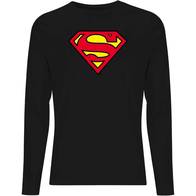Official Superman Shield Men's Long Sleeve T-Shirt - Black - XXL