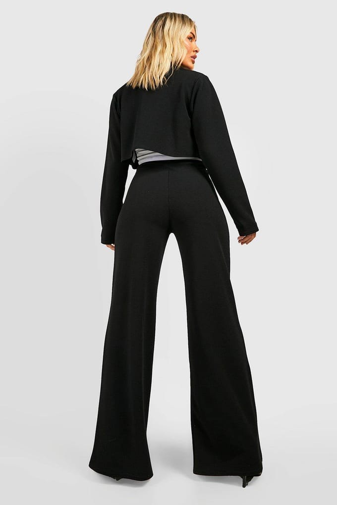 Dames Boohoo Basics Broek met Wijde Pijpen | Zwart | Maat: 40