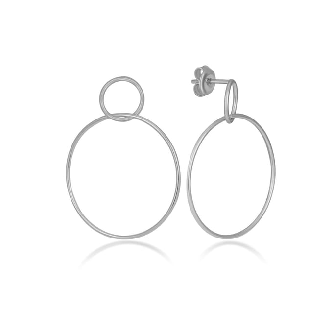 Zilveren Dubbele Cirkel Oorbel (925 sterling)