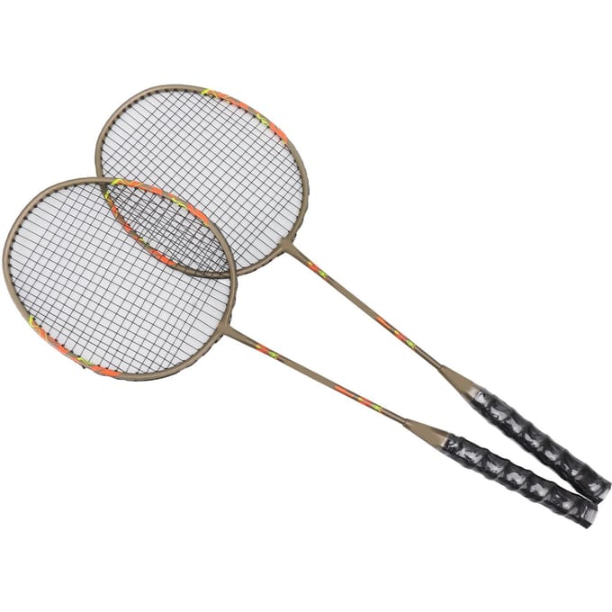 2 Stuks Badmintonracketset Lichtgewicht IJzerlegering Eendelig Badmintonrackets met Opbergtas voor Beginner white