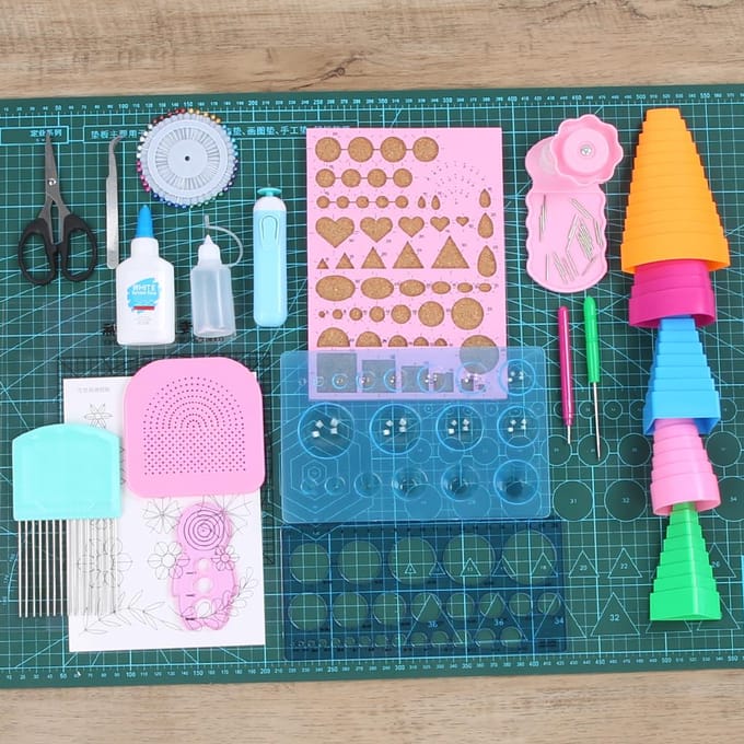 24 stuks Papier Quilling Tool Complete Set Elektrische Papier Krulpen Crimper DIY Papier Knutsels white