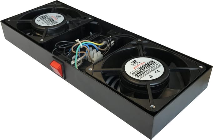 DSIT Fan-pakket met 2 ventilatoren en thermostaat geschikt voor wandkasten - serverbehuizing - serverrack