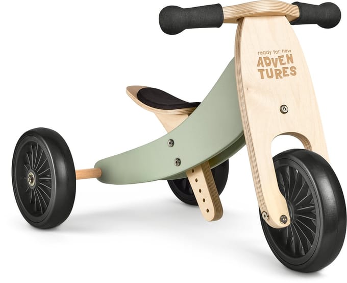 Houten driewieler en Loopfiets - 2-in-1 - Verstelbaar van 25-34cm - Kinderspeelgoed - Kinderfiets