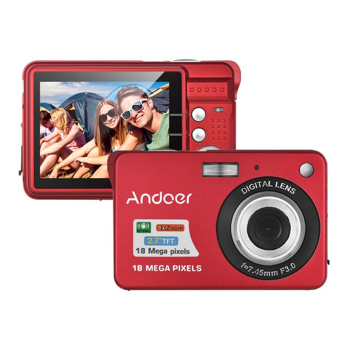 Andoer 18M 720P HD digitale camera videocamera met 2 oplaadbare batterijen 8x digitale zoom