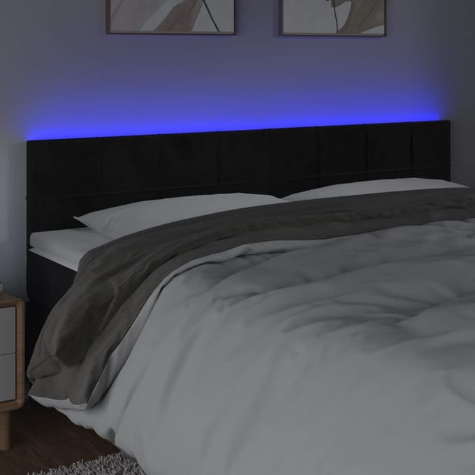 vidaXL - Hoofdbord - LED - 180x5x78/88 - cm - fluweel - zwart