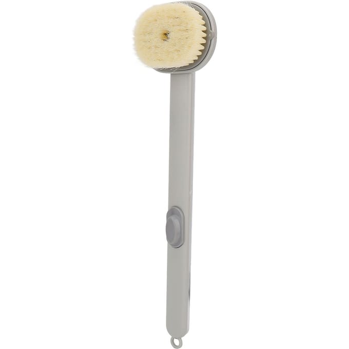 Brosse à dos Bouton Gel douche Peau flexible Doux Confortable Conception suspendue Long manche Frotter Brosse de bain beige