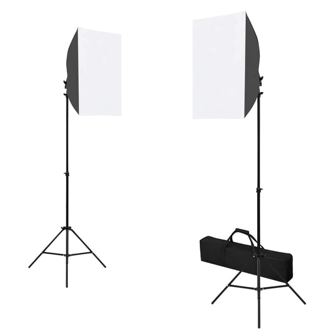 vidaXL - Fotostudioset - met - softboxlampen, - achtergrond - en - reflector