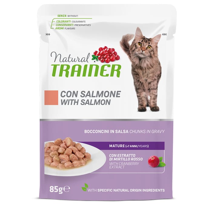 12x85g Zalm Mature Natural Trainer natvoer voor katten