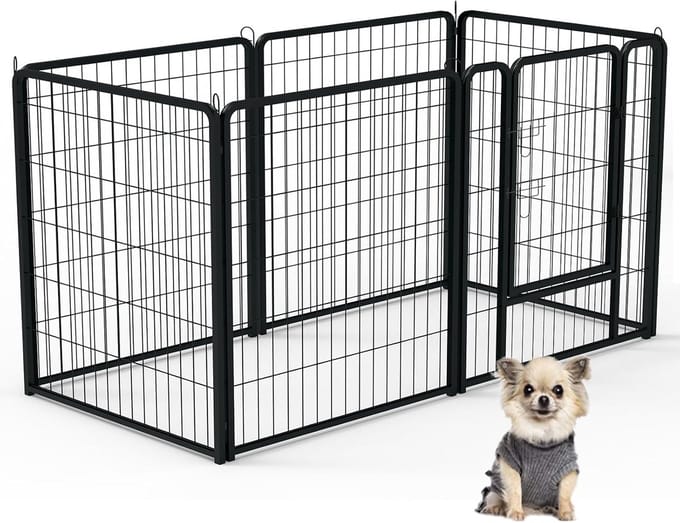 ACXIN Puppyren - Inklapbaar - Met deur - 80×80 cm - 6 panelen - Binnen - Buiten