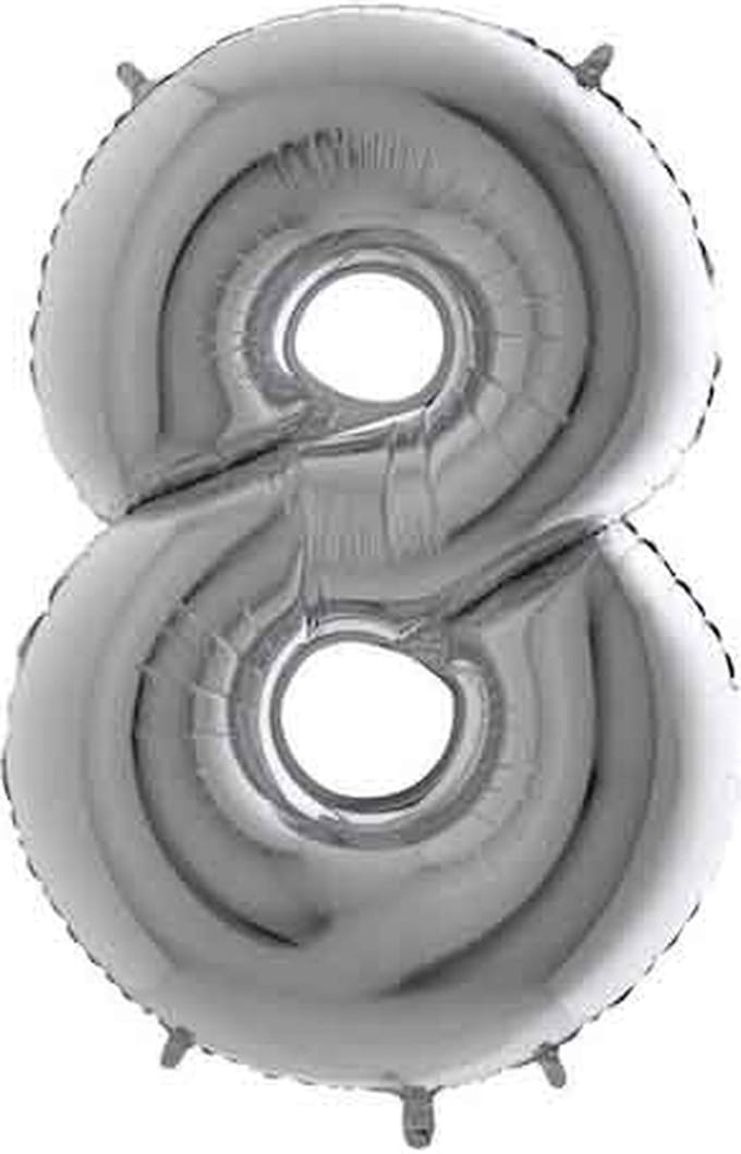 Folieballon - Cijfer 8 - Zilver - Grabo balloon - 35cm