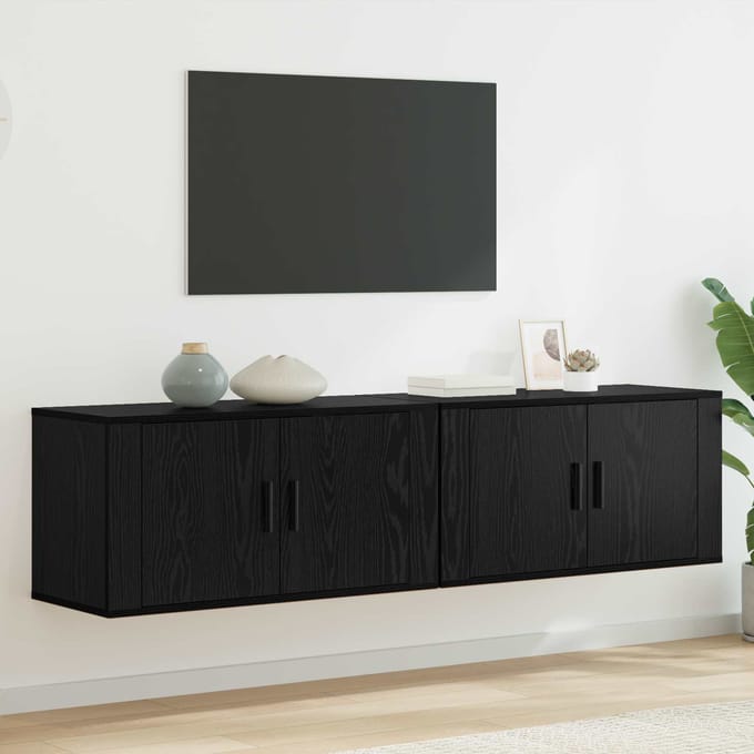 vidaXL Wandtv-kast Set 2 st 80 x 34,5 x 40 cm Zwart Eiken