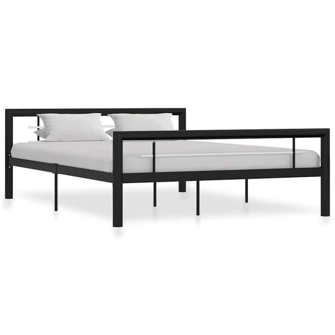 vidaXL - Bedframe - metaal - zwart - en - wit - 140x200 - cm