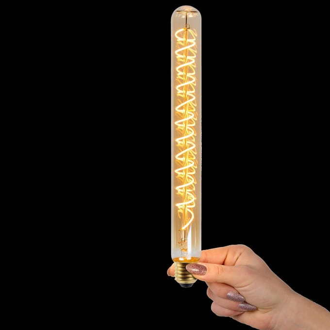 Lucide T32 - Filament lamp - Ø 3,2 cm - LED Dimbaar - E27 - 1x4,9W 2200K - Amber