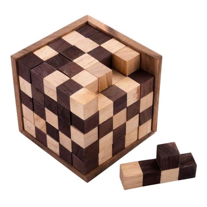 Puzzel - Engelhart - 125 houten blokjes - Moeilijkheidsgraad 4/5 - 25 stukjes - 14x14x14 cm groen