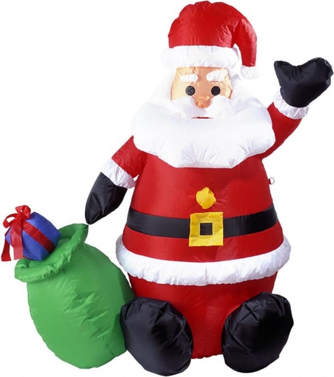Widmann Opblaasbare Kerstman - 122 cm - met verlichting - opblaas kerstversiering - met kerstverlichting