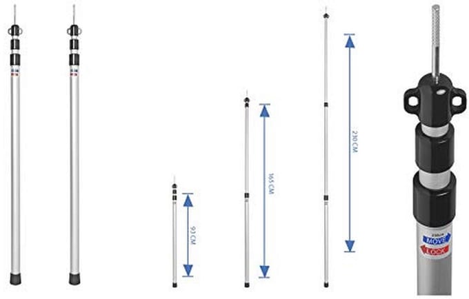 Telescopische Tentstokken 93-230 cm Aluminium 2 Stuks