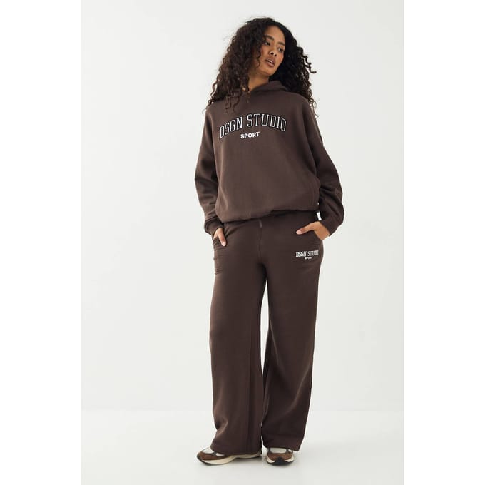 Dames Tall Dsgn Studio Applique Rechte Pijp Joggingbroek | Espresso | Maat: XS