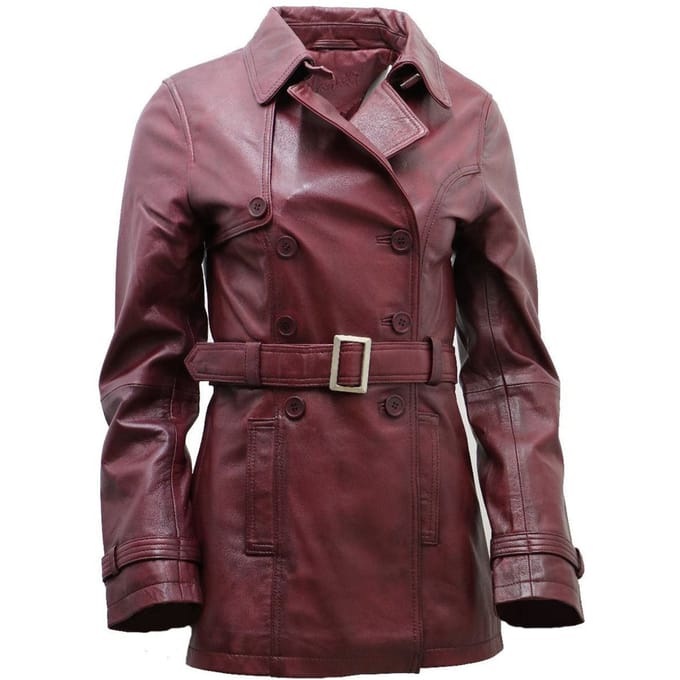 Halflange lederen trenchcoat voor dames - Oakham